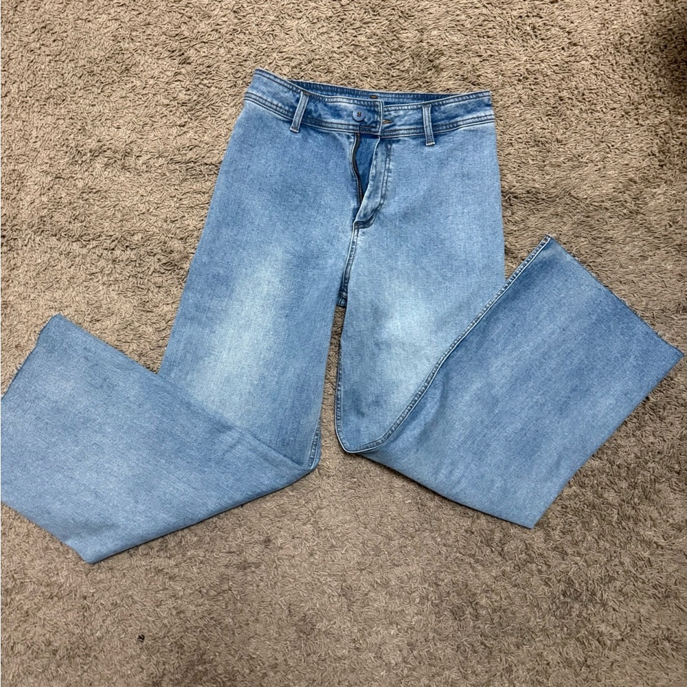 Stylish Light Blue Women's Flare Jeans - MIOU MUSE